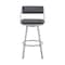 Armen Living Capri 30" Swivel Slate Gray Faux Leather and Silver Metal Bar Stool LCCPBASLGR30 - alternate 4
